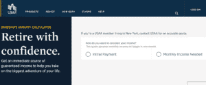 USAA Immediate annuit calculator screenshot