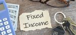 Fixed income written on paper laying flat on a desk.