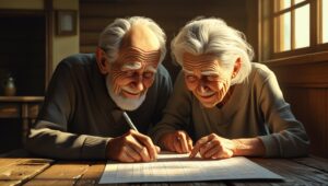 Annuity Quiz Hero image of retired couple taking a quiz at desk