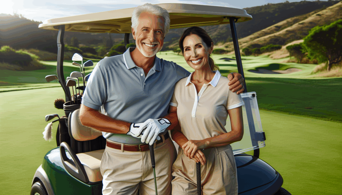 How are annuities taxed featured image of nice looking retired couple playing golf.