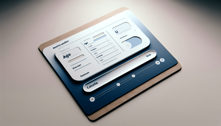 Realistic illustration of an annuity calculator with age, amount, and year inputs.