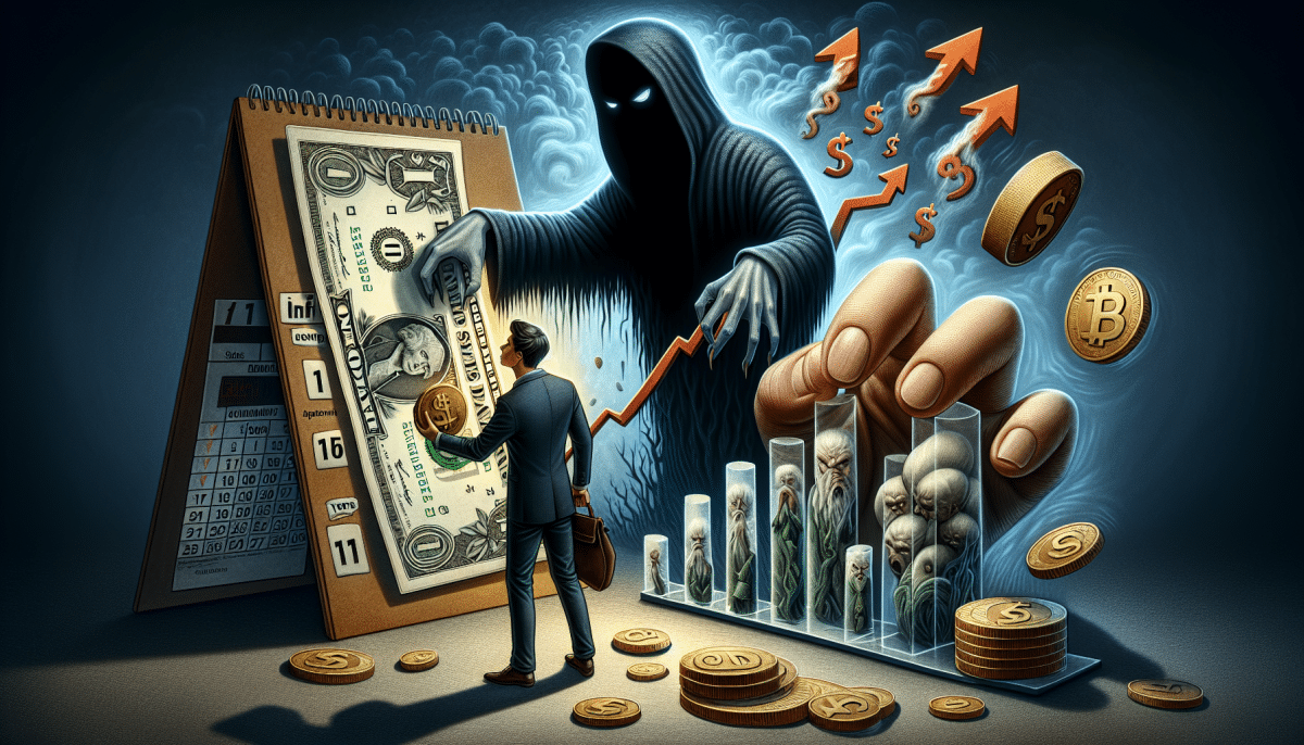 An image illustrating the visual metaphor of inflation eroding money over time, with limited liquidity represented by a transparent barrier.