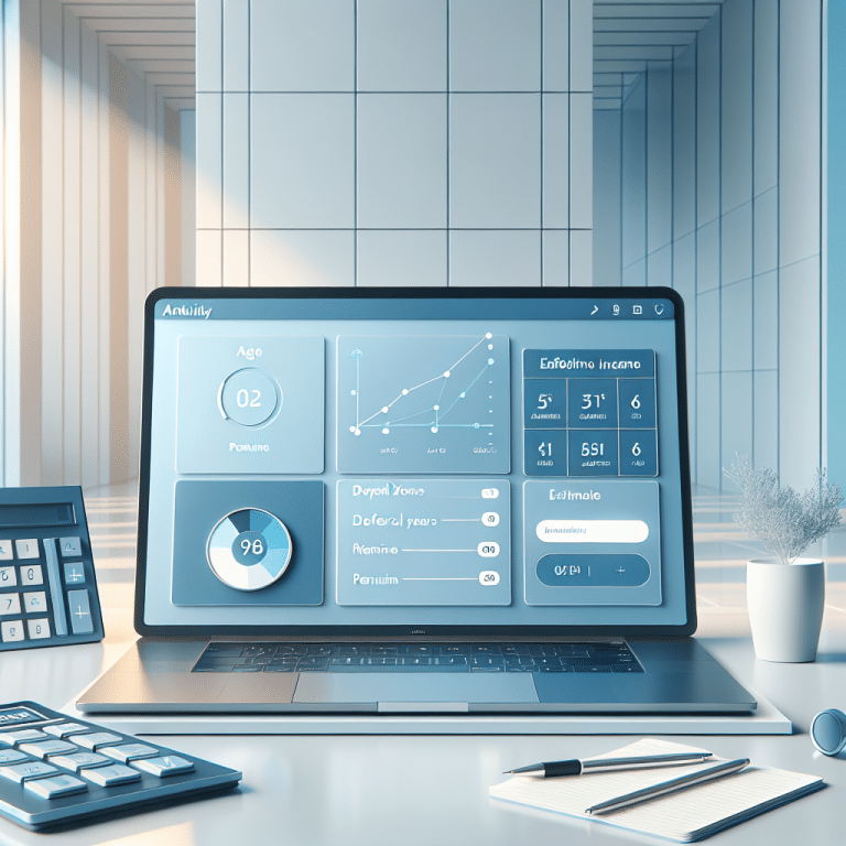 Income rider calculator - image of laptop on desk with 6 annuity graphs.