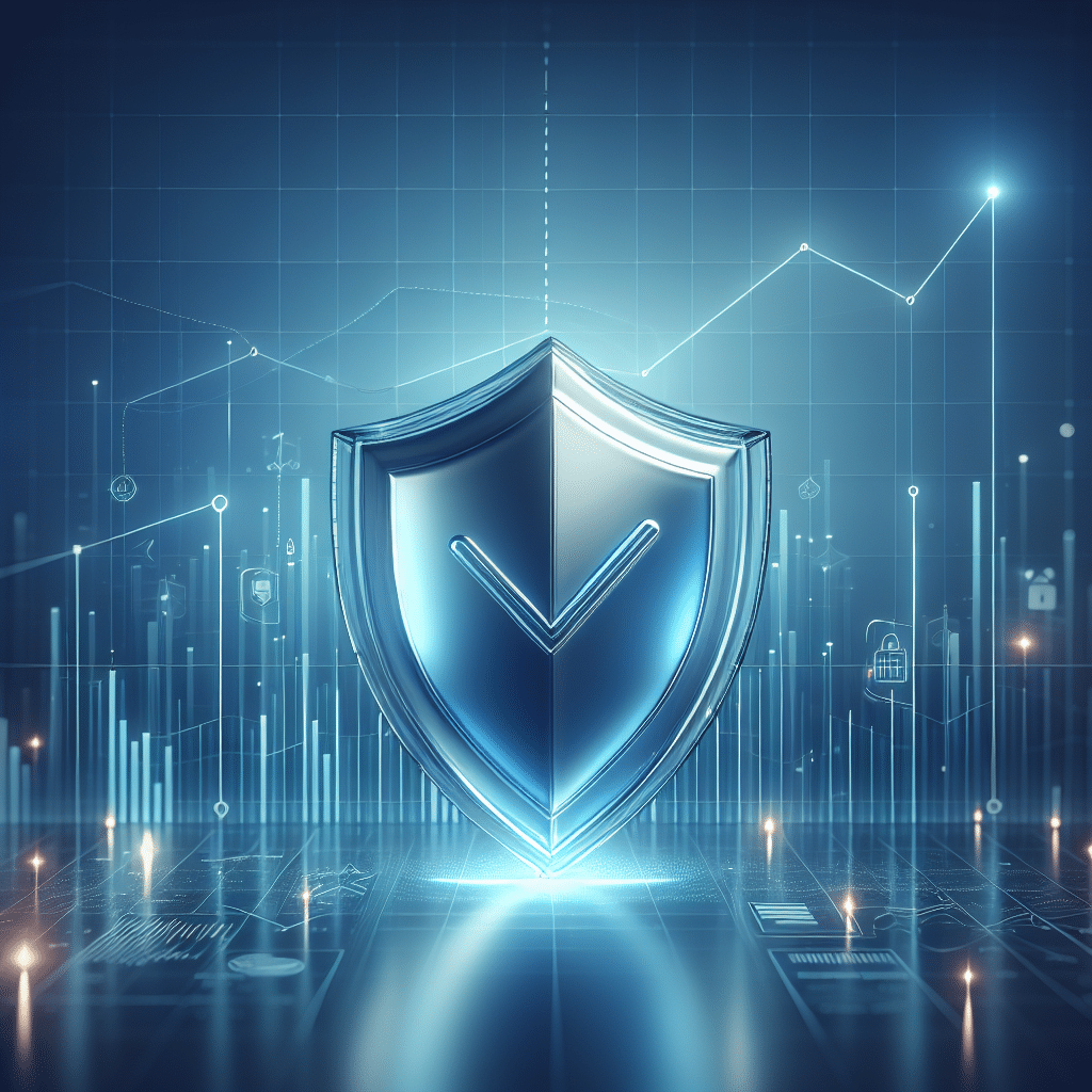 A photorealistic illustration of a glassy shield for principal protection, and subtle growth lines—no text, logos, or people.