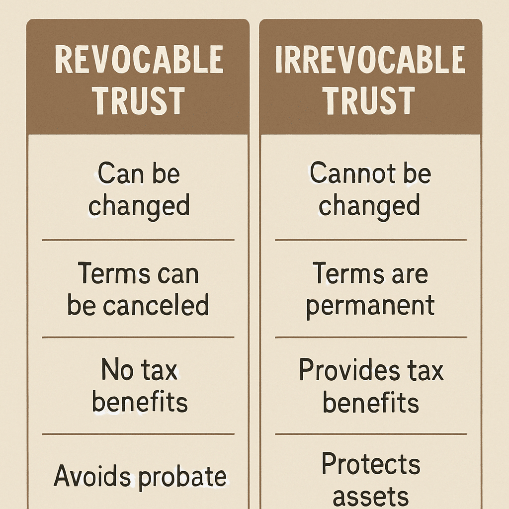 Transferring an annuity to a trust infographic with rules for irrevocable trust and revocable trusts.