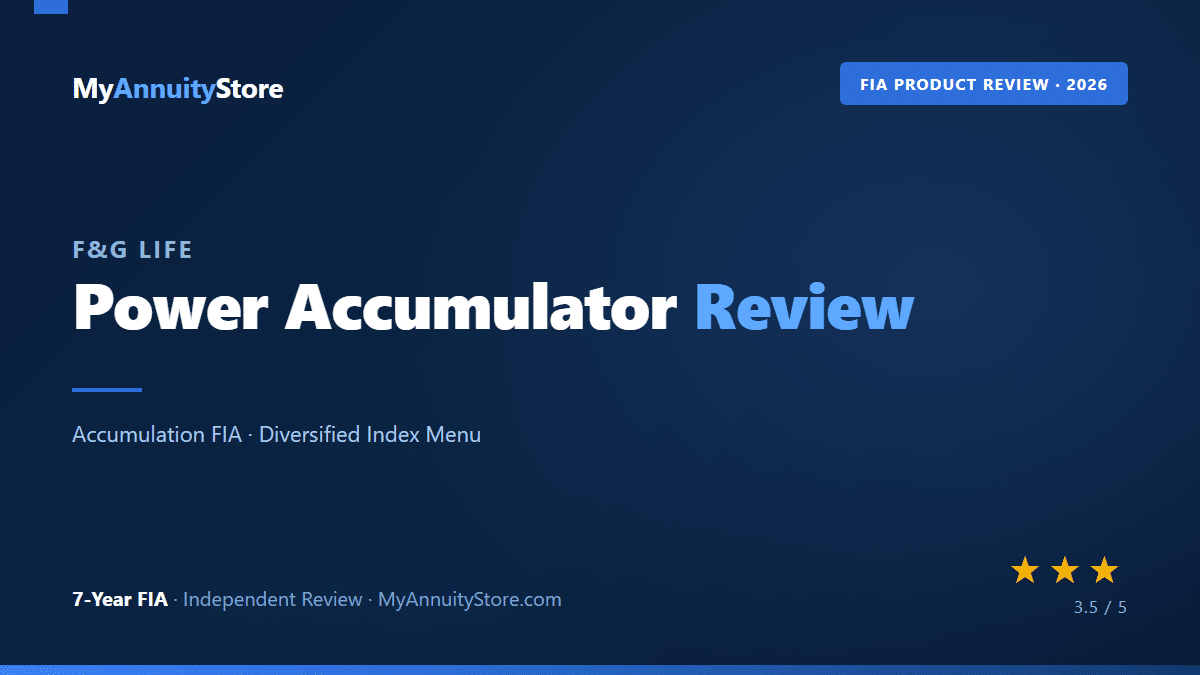 F&g power accumulator annuity review featured image with 3. 5 out of 5 star rating